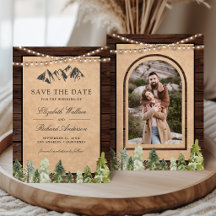 Rustikale Holz-Kraft-Bergwald-Foto-Hochzeit