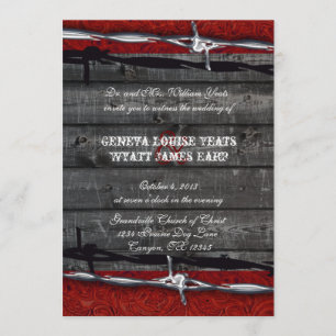 Rustikale Holz-Leder-Stacheldraht-Cowboy-Hochzeit Einladung