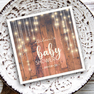 Rustikale Holz-Lichterkette für Baby-Party Serviette