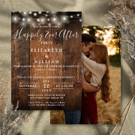 Rustikale Holz-Lichterketten Foto-Hochzeitsempfang Einladung