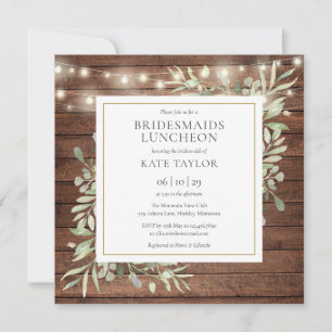 Rustikale Holz-Lichterketten für den Bridesmaids-L Einladung