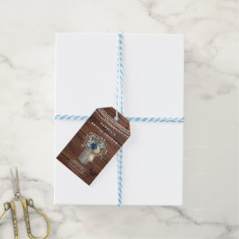 Rustikale Holz-Lichterketten-Mason-Jar-Brautparty Geschenkanhänger