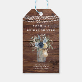 Rustikale Holz-Lichterketten-Mason-Jar-Brautparty Geschenkanhänger