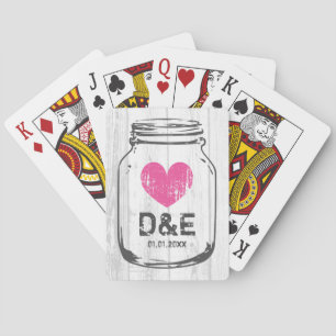 Rustikale Holz-Mason-Glas-Spielkarten als Hochzeit Spielkarten