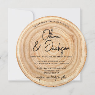 Rustikale Holz-QR-Code-Hochzeit Einladung