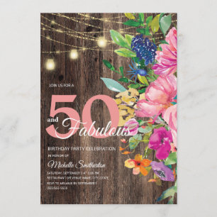 Rustikale Holz-Rosa-Blumen-Lichterkette 50 Fabelha Einladung