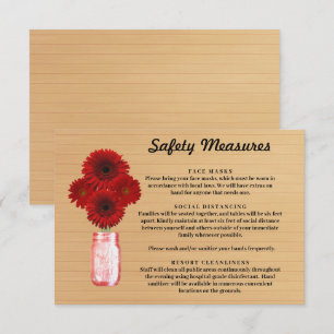 Rustikale Holz-Rot-Blumen-Mason-Glas-Sicherheitsma Begleitkarte
