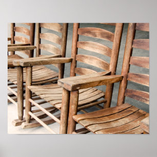 Rustikale Holz-Schaukelstühle Poster