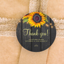 Rustikale Holz-Sonnenblume Baby Shower Danke