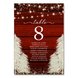 Rustikale Holz-String Lichter Bäume Hochzeit Tischnummer