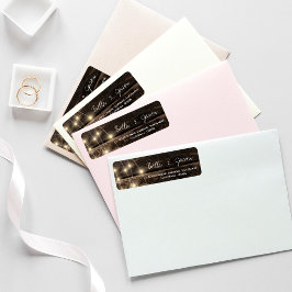 Rustikale Holz-String-Lights Hochzeit Rücksendeadr