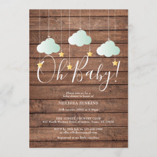 Rustikale Holz-Twinkle Twinkle Oh Baby Baby-Party Einladung