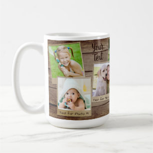 Rustikale Holz-Vintage 7-Foto-Rahmen Kaffeetasse