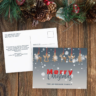 Rustikale Holz-Weihnachtsdekoration für die Famili Feiertagspostkarte