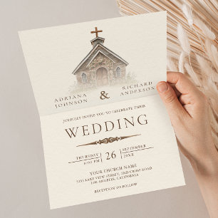 Rustikale Holz-Westkapelle - Komplette Hochzeit Einladung