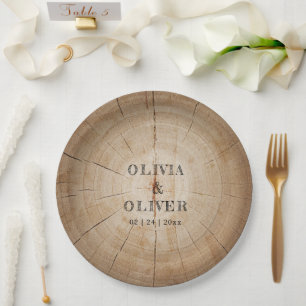 Rustikale Holzbaumstumpf Pappteller