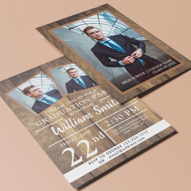 Rustikale Holzbearbeitung Party mit 3 Fotos Einlad Einladung (Von Creator hochgeladen)