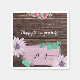 Rustikale Holzblumen MONOGRAM Hochzeit Napkins Serviette