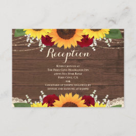 Rustikale Holzblumen Rote Rosen Hochzeitsempfang Begleitkarte