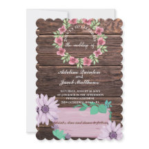 Rustikale Holzblumen-Script und Foto-Hochzeit