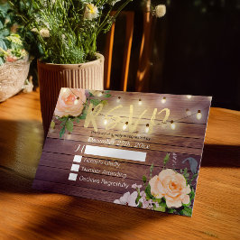 Rustikale Holzblumen-String Light Wedding RSVP Ant Karte