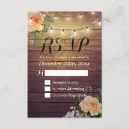 Rustikale Holzblumen-String Light Wedding RSVP Ant Karte