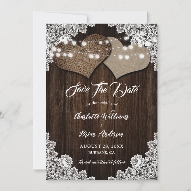 Rustikale Holzbrille und Hochzeit retten das Datum Save The Date (Vorderseite)