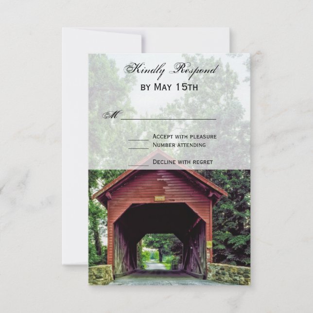 Rustikale Holzbrücke Hochzeitskarten RSVP Karte (Vorderseite)