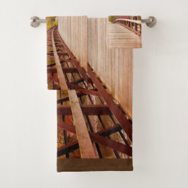 Rustikale Holzbrücke im Land Badhandtuch Set