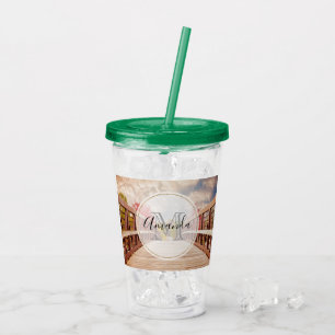 Rustikale Holzbrücke in der Country Monogram Acryltrinkbecher