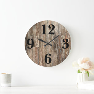 rustikale Holzdekoration Große Wanduhr