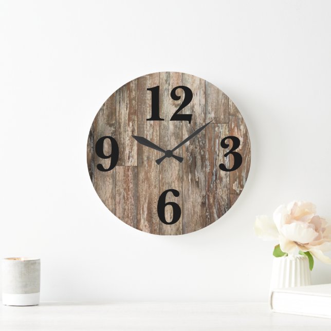 rustikale Holzdekoration Große Wanduhr (Zuhause)
