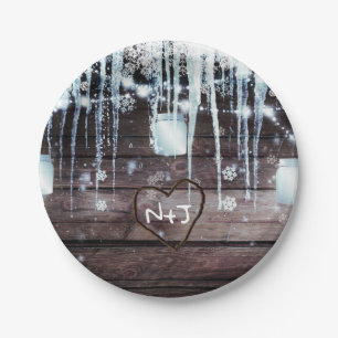 Rustikale hölzerne Fass-u. Pappteller