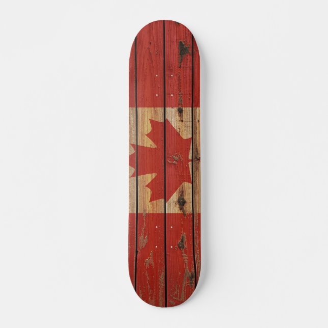 Rustikale hölzerne Kanada-Flagge Skateboard (Vorne)