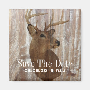 rustikale hölzerne Rotwild, die Save the Date Magnet
