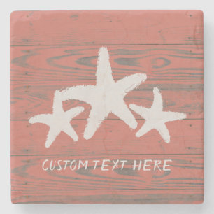 Rustikale hölzerne Starfish-lebende Koralle Steinuntersetzer