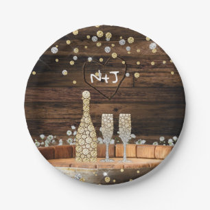 Rustikale Holzfass-Lichter Champagner Moderne Part Pappteller