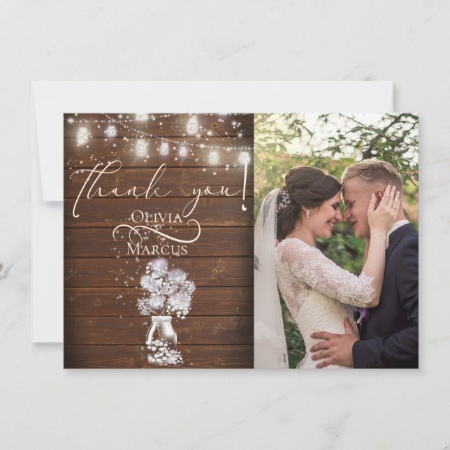Rustikale Holzfechten Dankeskarte (Vorderseite)