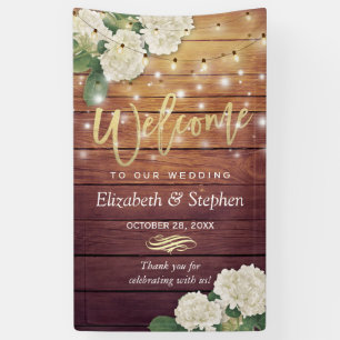 Rustikale Holzflorenleuchten zum Hochzeitsempfang Banner