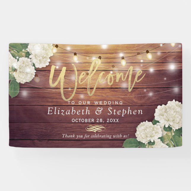 Rustikale Holzflorenleuchten zum Hochzeitsempfang Banner (Horizontal)