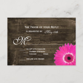 Rustikale holzheiß rosa Daisy Wedding RSVP Cards Karte