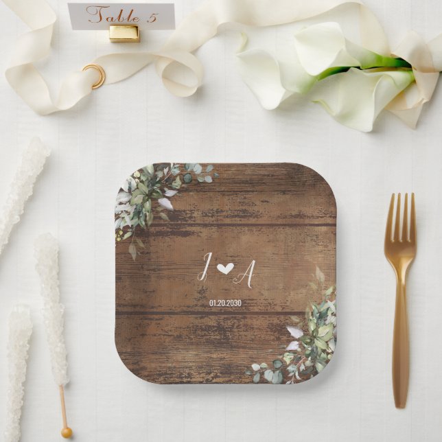 Rustikale Holzhochzeit Pappteller (Hochzeit)