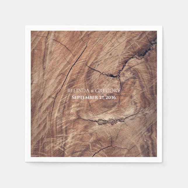 Rustikale Holzhochzeit Serviette (Vorderseite)