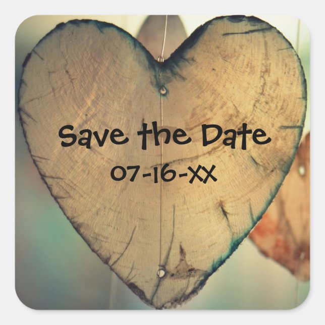 Rustikale Holzhörer Save the Date - Aufkleber auf  (Vorderseite)