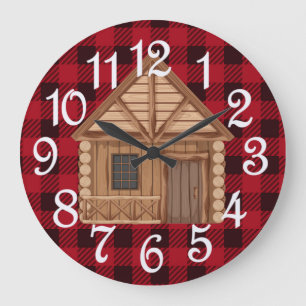 Rustikale Holzhütte Acryl Wanduhr