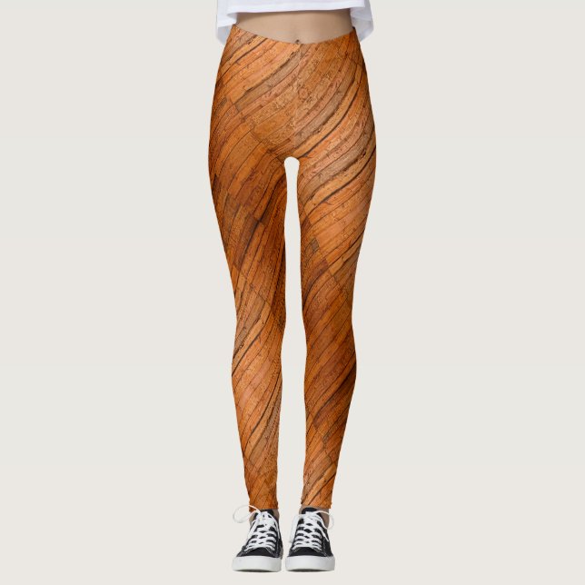 Rustikale Holzkarten Foto-Art Leggings (Vorderseite)