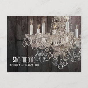 Rustikale Holzkronleuchter Hochzeit speichern das  Ankündigungspostkarte