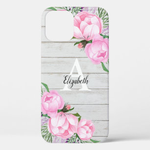 Rustikale Holzländliche Rosa Pfingstrose Wasserfar Case-Mate iPhone Hülle