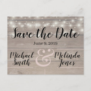 Rustikale Holzleuchten Hochzeiten retten das Datum Postkarte