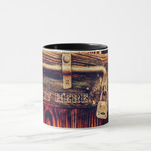 Rustikale Holzmaserung vintage Messing-Schloss bra Tasse